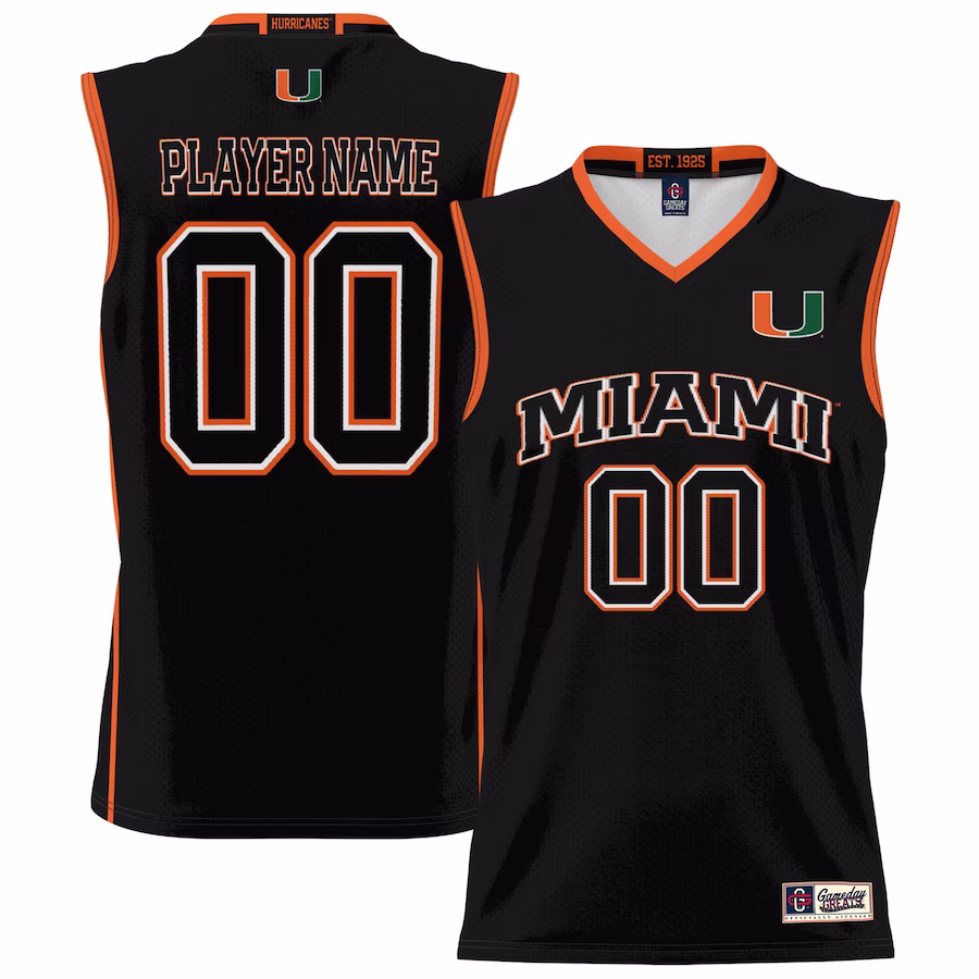 Miami Hurricanes GameDay Greats Youth NIL Pick-A-Player Lightweight Basketball Jersey - Black - Jersey