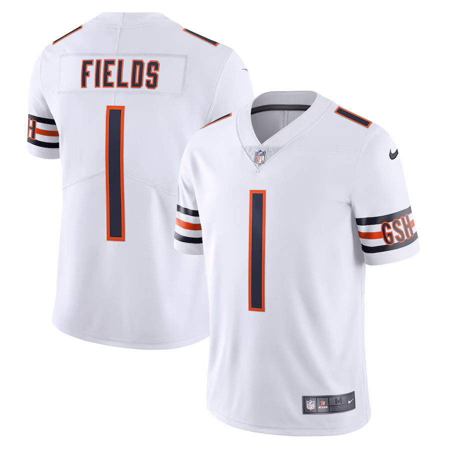 Men's Chicago Bears Justin Fields Nike White Vapor Limited Jersey - Jersey