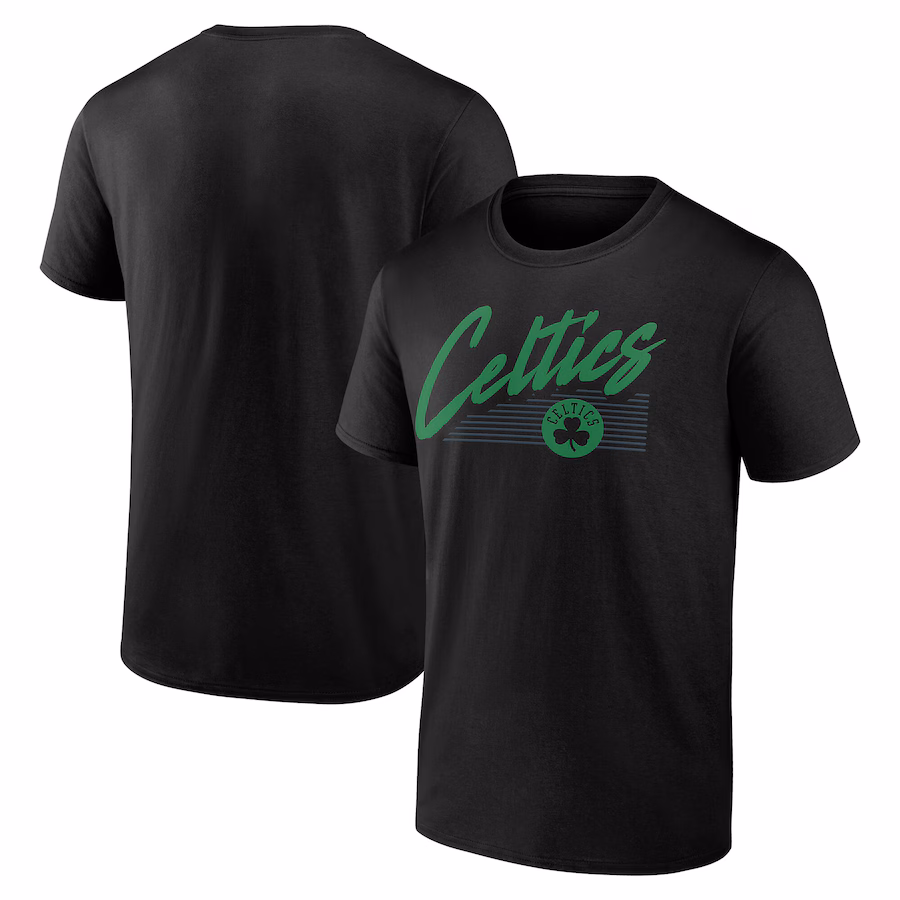 Men's Boston Celtics Black Color Block Slant T-Shirt - Jersey