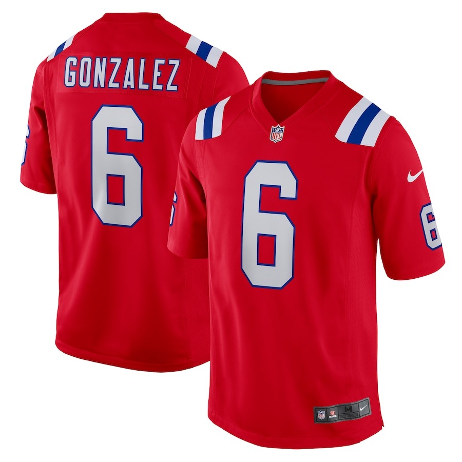 Men's New England Patriots Christian Gonzalez Nike Red Alternate Team Game Jersey - Jersey