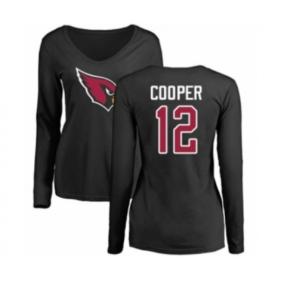 NFL Women's Nike Arizona Cardinals #12 Pharoh Cooper Black Name & Number Logo Long Sleeve T-Shirt - Jersey