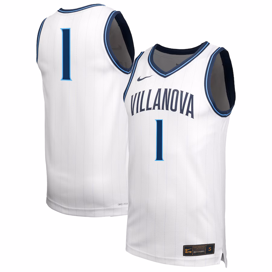 Men's Nike  White Villanova Wildcats #1 Retro Replica Basketball Jersey - Jersey