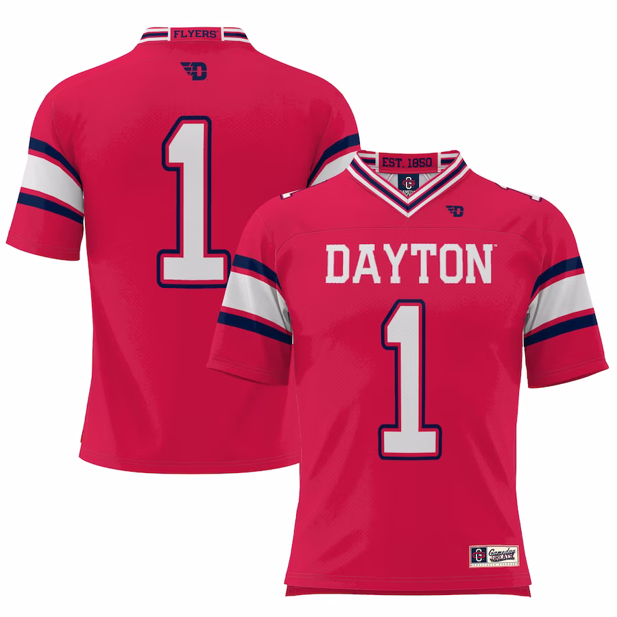 #1 Dayton Flyers GameDay Greats Football Jersey – Red - Jersey