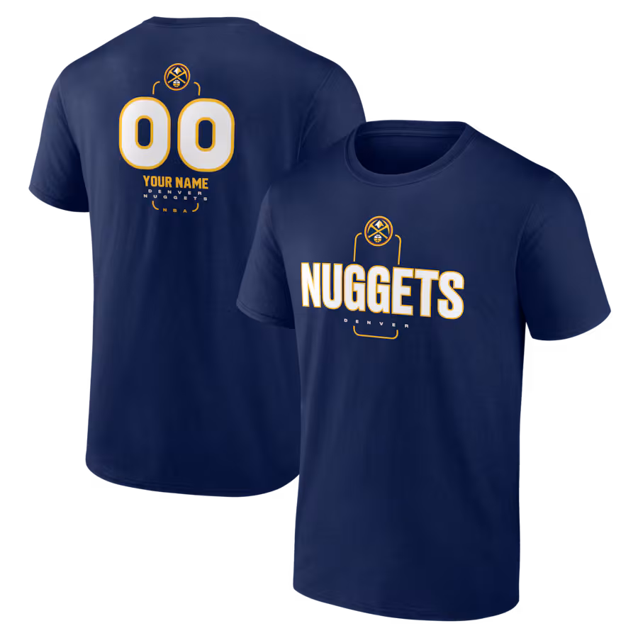 Men's Denver Nuggets Navy Personalized Name & Number Midfielder T-Shirt - Jersey