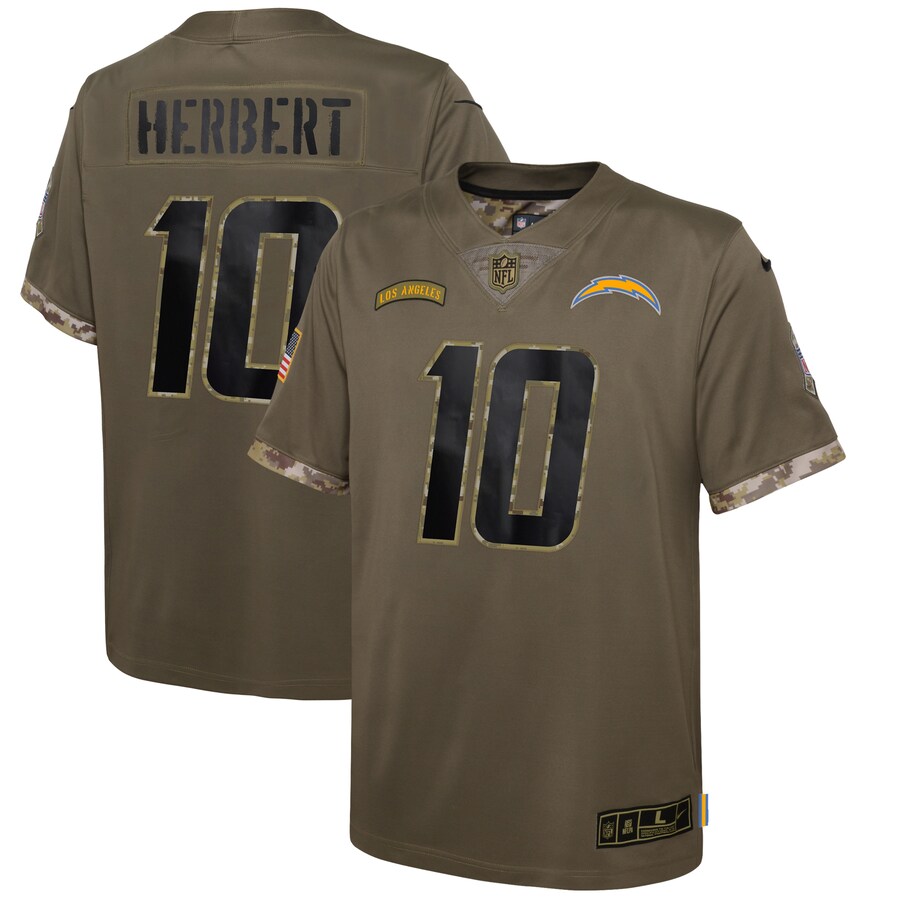 Youth Los Angeles Chargers Justin Herbert Nike Olive 2022 Salute To Service Player Limited Jersey - Jersey