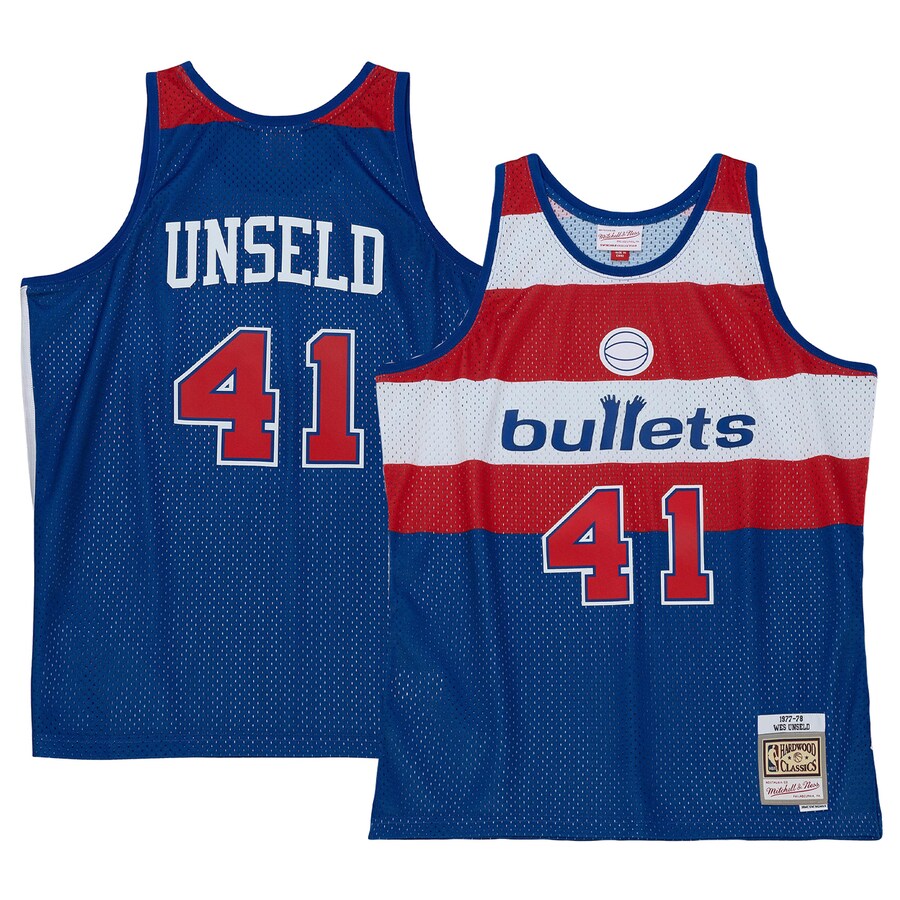 Men's Washington Bullets Wes Unseld Mitchell & Ness Blue 1977/78 Hardwood Classics Swingman Jersey - Jersey