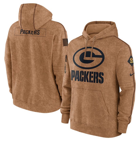 Men's Green Bay Packers 2023 Brown Salute to Service Pullover Hoodie - Jersey