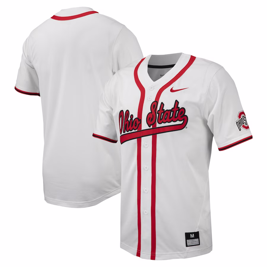 Ohio State Buckeyes Nike Replica Full-Button Baseball Jersey - White - Jersey