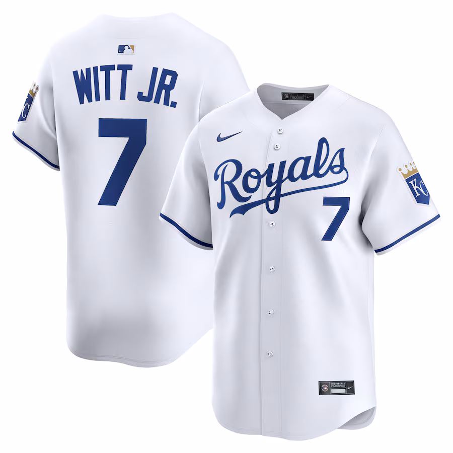 Men's Kansas City Royals Bobby Witt Jr. Nike White Alternate Limited Player Jersey - Jersey