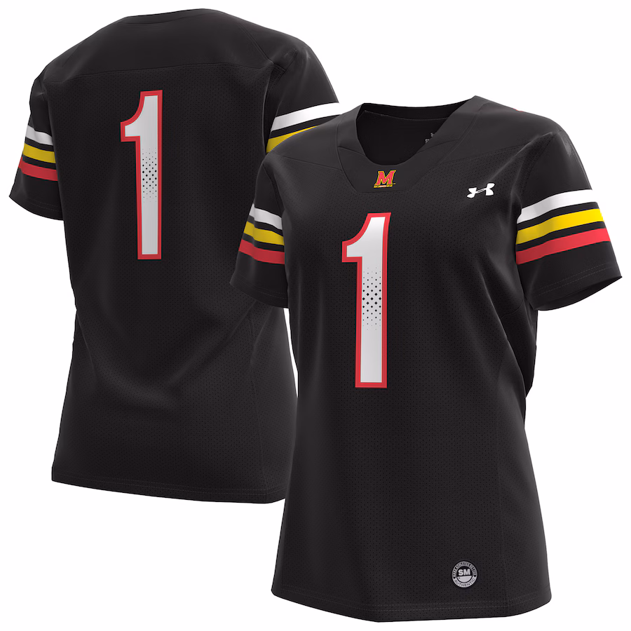 Women's Under Armour #1 Black Maryland Terrapins Replica Football Jersey - Jersey