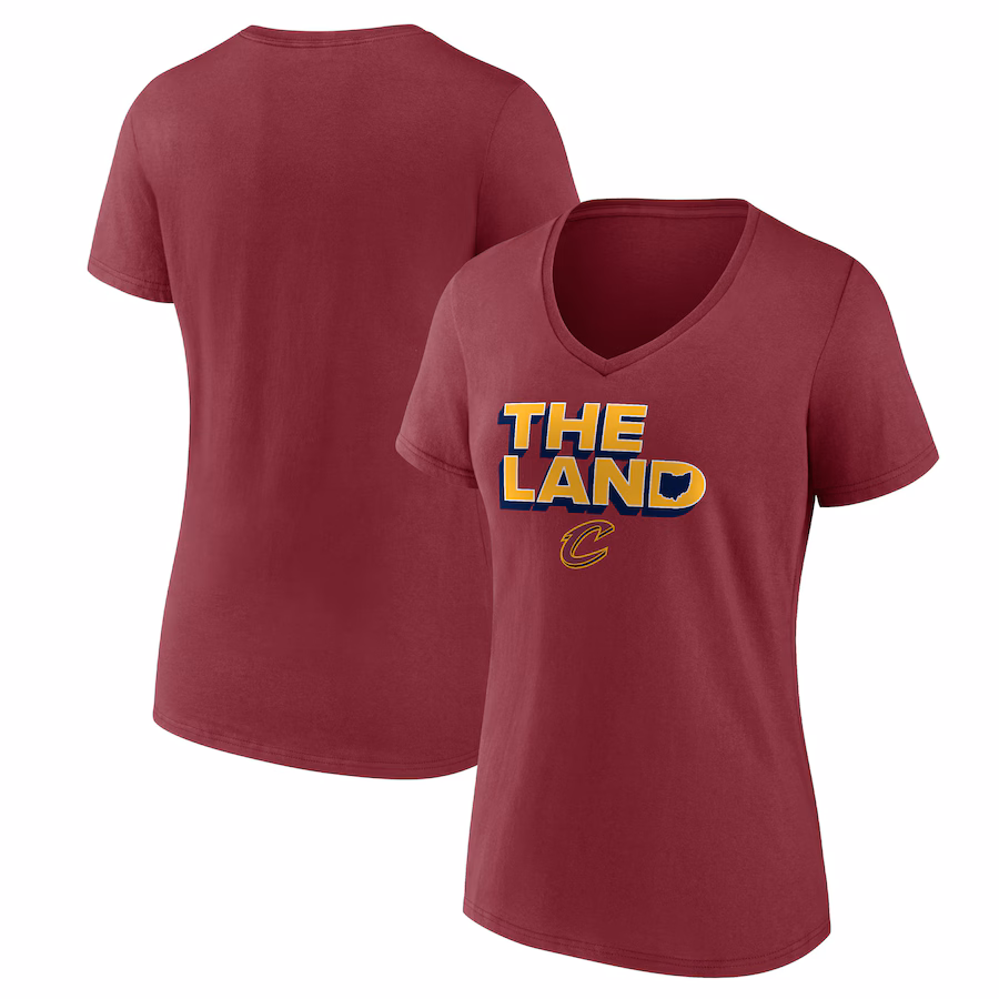 Women's Cleveland Cavaliers Wine Hometown Collection The Land V-Neck T-Shirt - Jersey