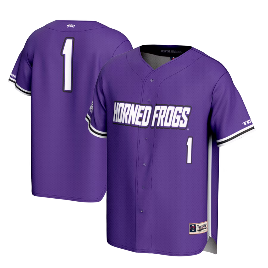 #1 TCU Horned Frogs GameDay Greats Youth Lightweight Baseball Fashion Jersey - Purple - Jersey