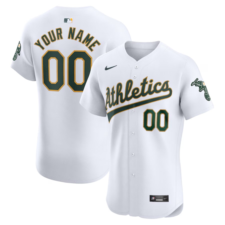 Men's Oakland Athletics Nike White Home Elite Custom Jersey - Jersey