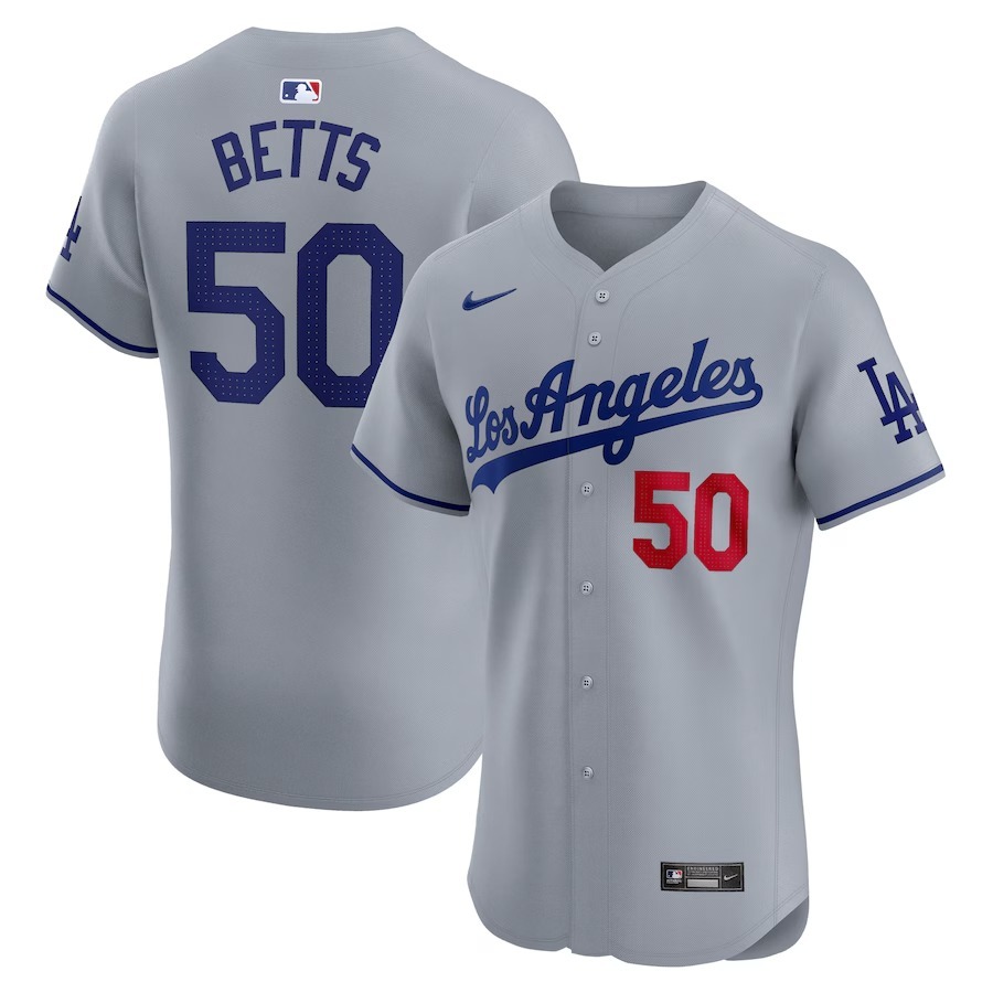 Men's Los Angeles Dodgers Mookie Betts Nike Gray Road Elite Player Jersey - Jersey
