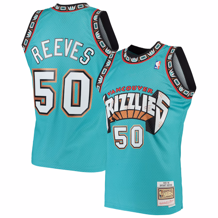 Men's Vancouver Grizzlies Bryant Reeves Mitchell & Ness Turquoise 1995/96 Hardwood Classics Swingman Jersey - Jersey