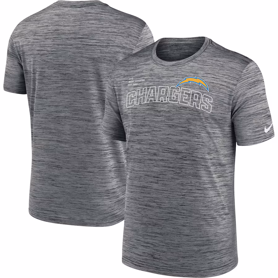 Men's Los Angeles Chargers  Nike Anthracite Velocity Arch Performance T-Shirt - Jersey