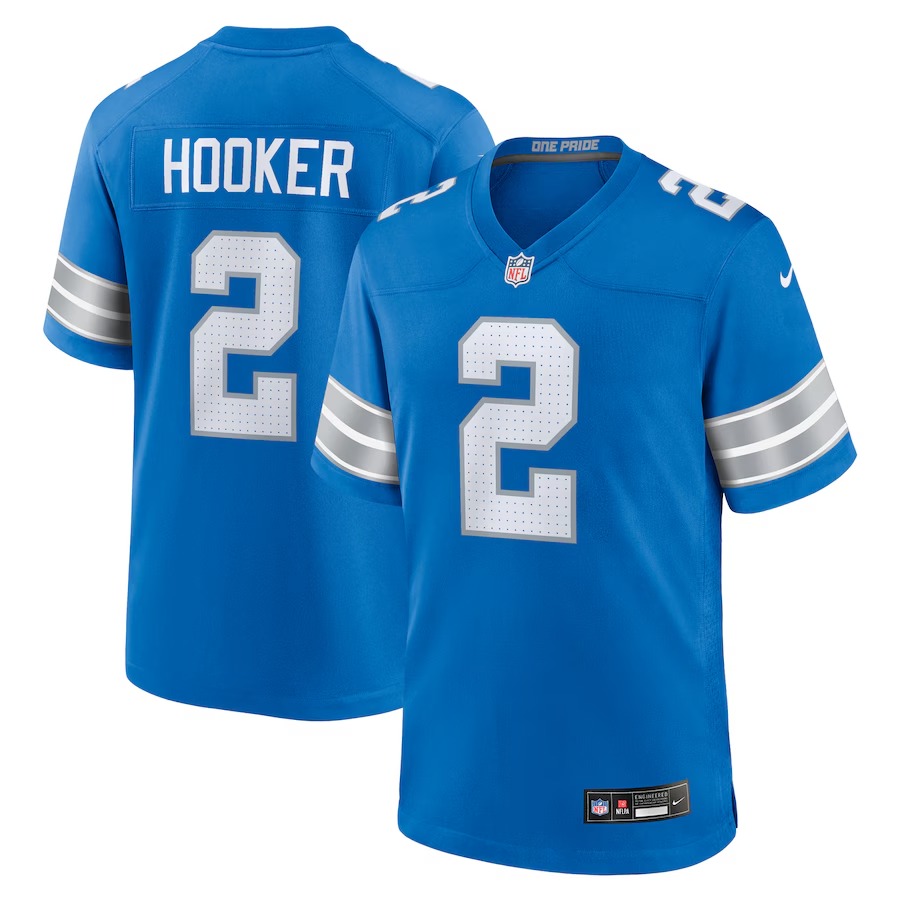 Men's Detroit Lions Hendon Hooker Nike Blue Team Game Jersey - Jersey