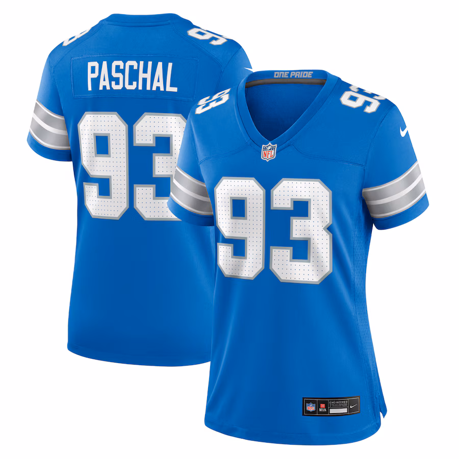 Women's Detroit Lions Josh Paschal Nike Blue Team Game Jersey - Jersey