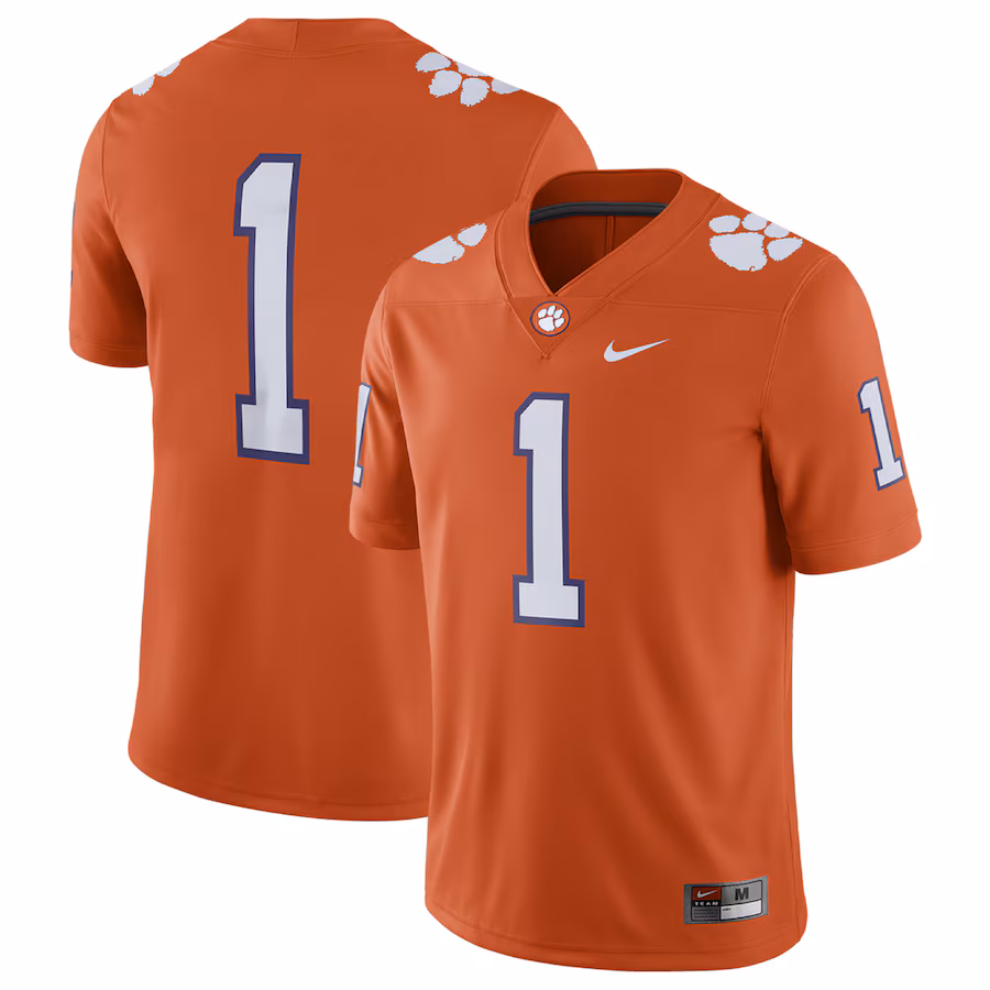 Men's Nike Orange Clemson Tigers #1 Home Game Jersey - Jersey