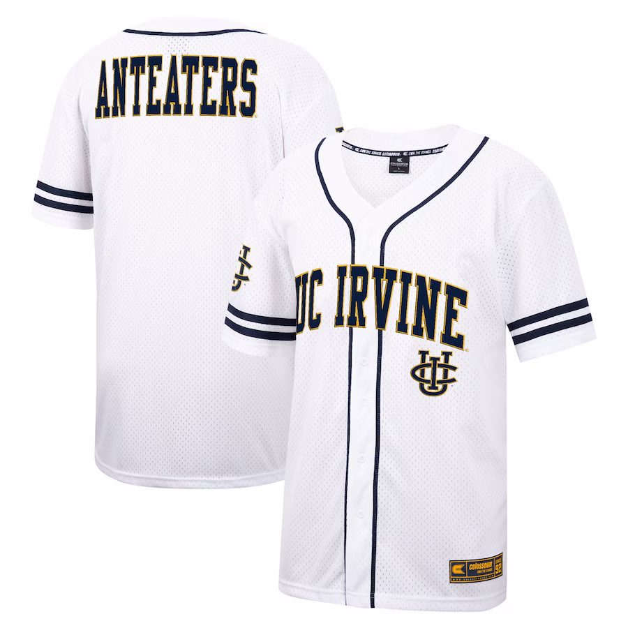 UC Irvine Anteaters Colosseum Free Spirited Mesh Button-Up Baseball Jersey - White - Jersey
