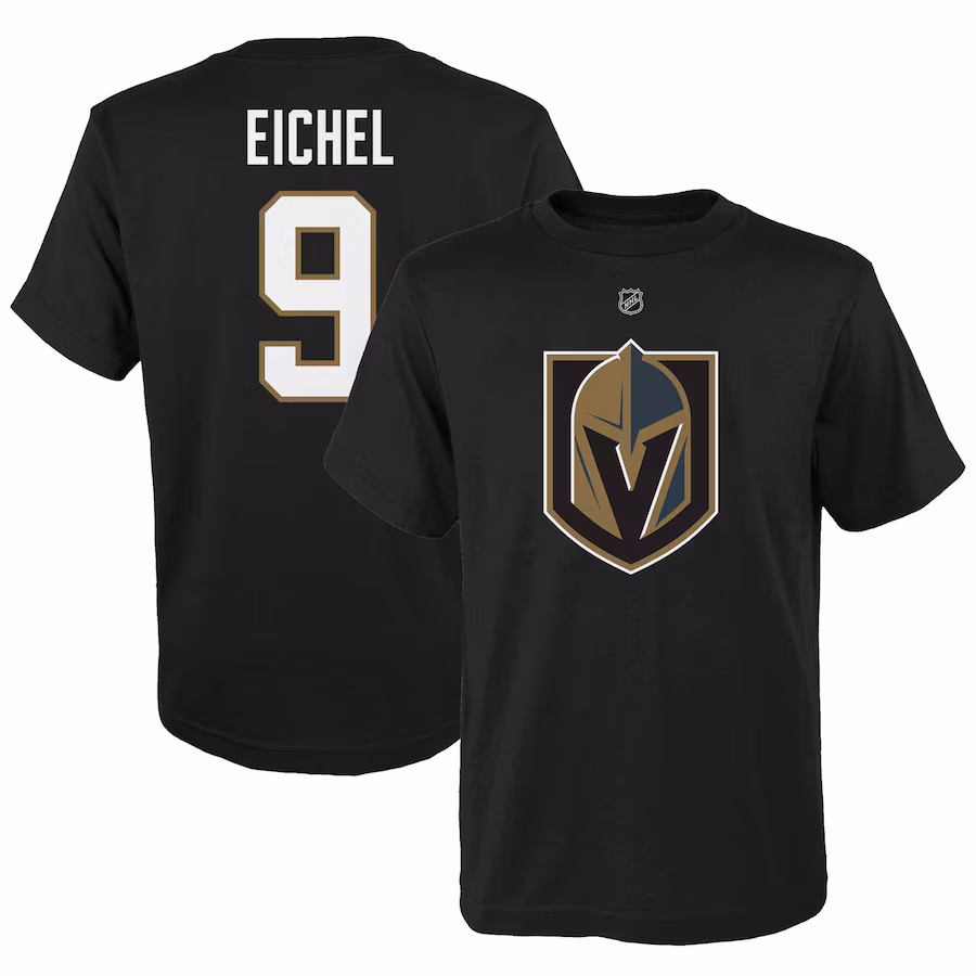 Youth Vegas Golden Knights Jack Eichel Black Player Name & Number T-Shirt - Jersey