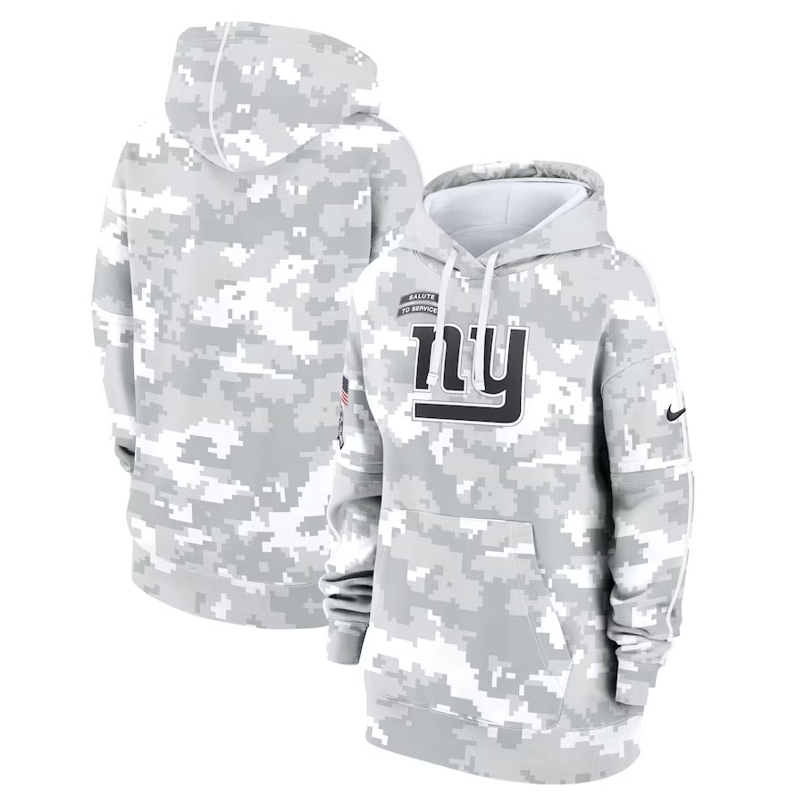 Women's New York Giants Nike Arctic Camo 2024 Salute To Service Club Fleece Pullover Hoodie - Jersey