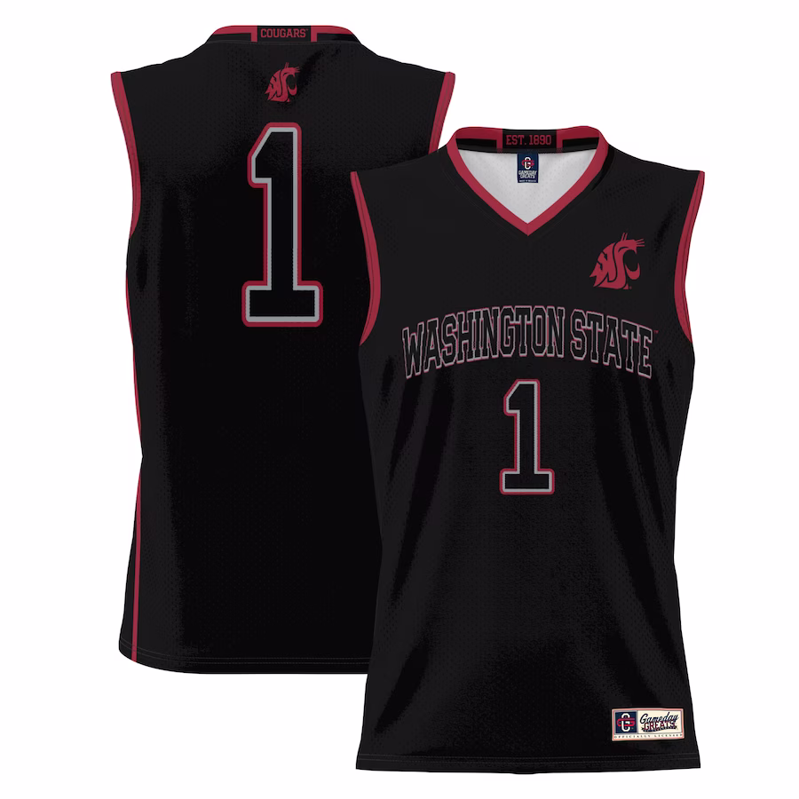 #1 Washington State Cougars GameDay Greats Youth Lightweight Basketball Jersey - Black - Jersey