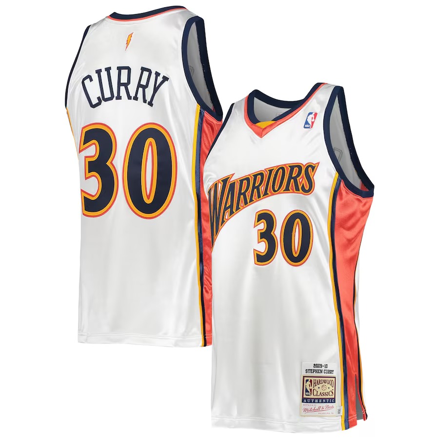 Men's Golden State Warriors Stephen Curry Mitchell & Ness White 2009/10 Hardwood Classics Authentic Jersey - Jersey