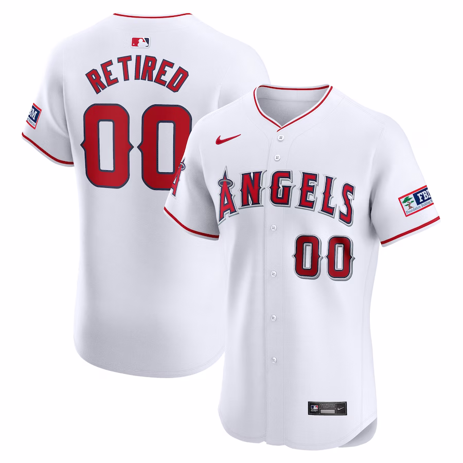 Men's Los Angeles Angels Nike White Home Elite Pick-A-Player Retired Roster Patch Jersey - Jersey