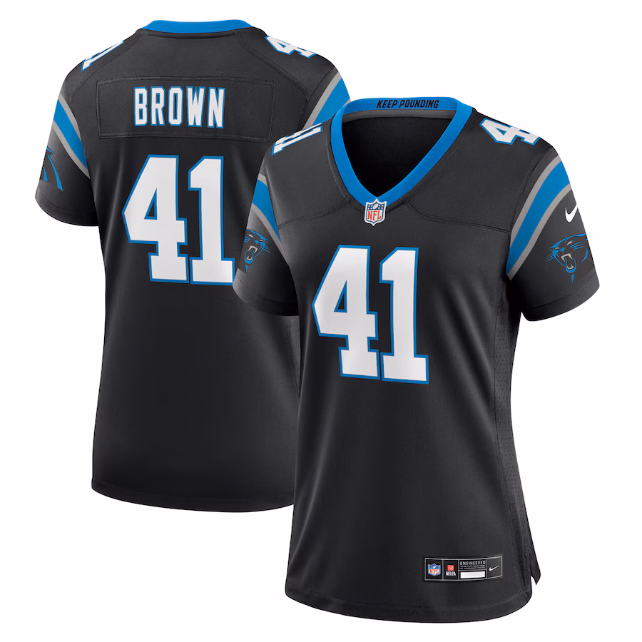 Women's Carolina Panthers Spencer Brown Nike Black Team Game Jersey - Jersey