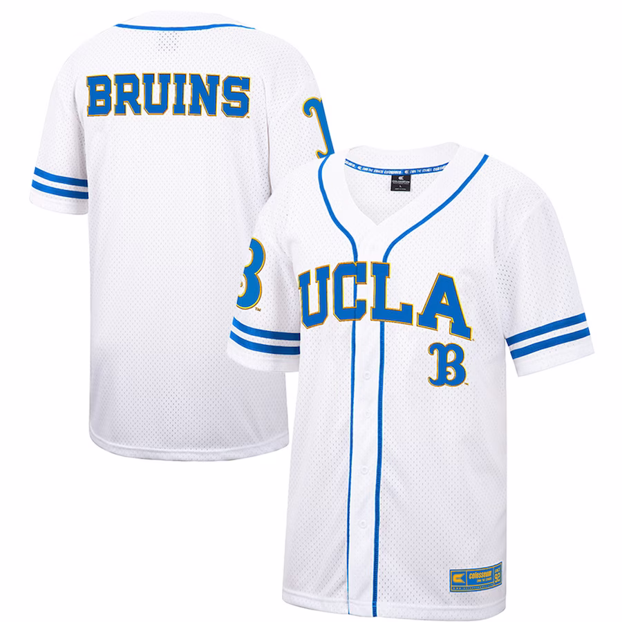 UCLA Bruins Colosseum Free Spirited Mesh Button-Up Baseball Jersey - White - Jersey