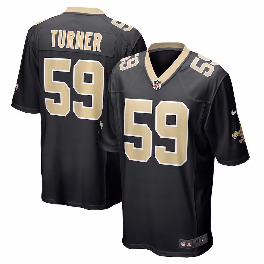Men's New Orleans Saints Trai Turner Nike  Black Team Game Jersey - Jersey