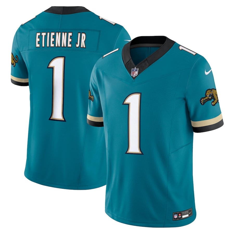 Men's Jacksonville Jaguars Travis Etienne Nike Teal Prowler Throwback Vapor F.U.S.E. Limited Jersey - Jersey