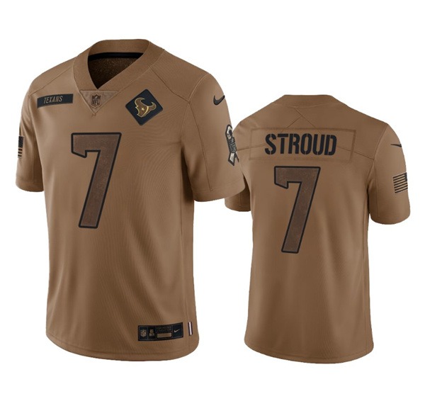 Men's Houston Texans #7 C.J. Stroud 2023 Brown Salute To Service Limited Football Stitched Jersey - Jersey