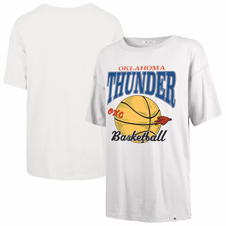 Women's Oklahoma City Thunder  '47 White City Edition Down Court Sadie T-Shirt - Jersey