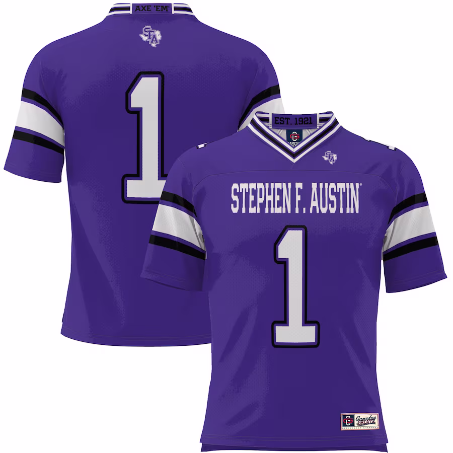 #1 Stephen F Austin Lumberjacks GameDay Greats Youth Endzone Football Jersey - Purple - Jersey