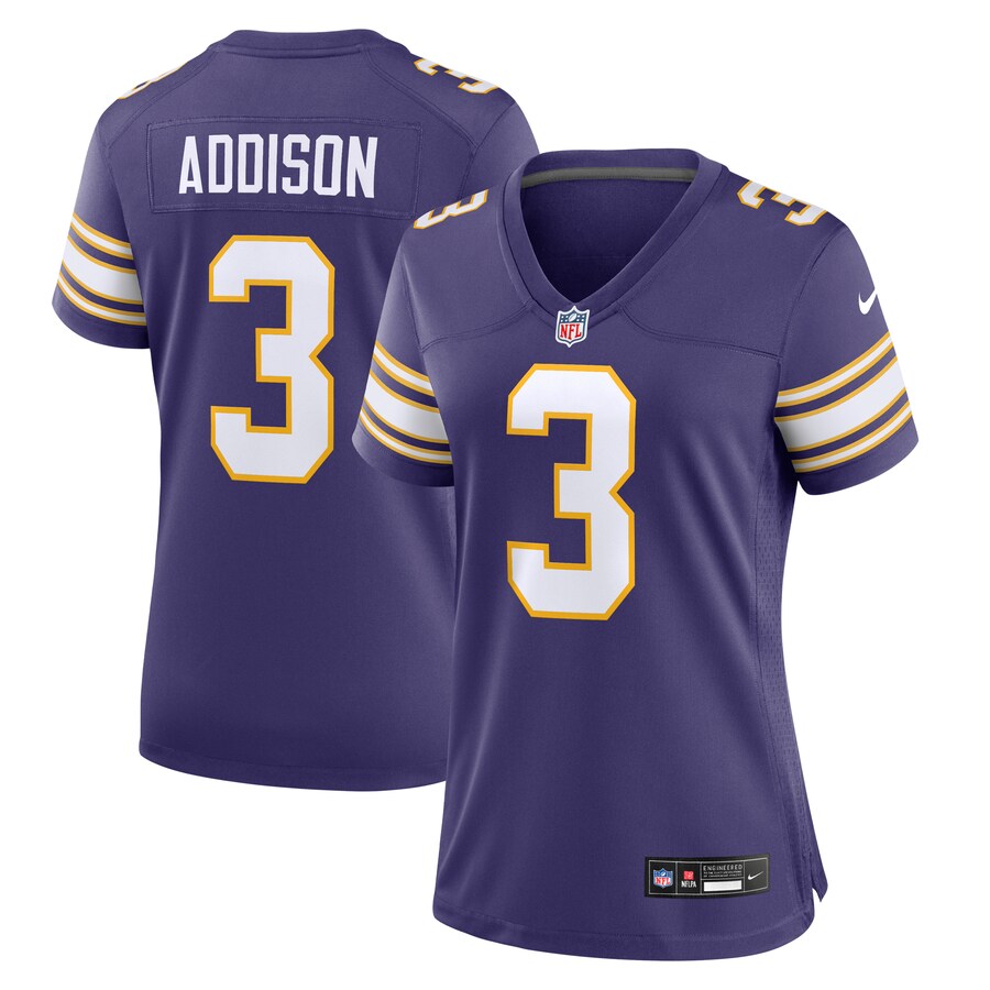 Women's Minnesota Vikings Jordan Addison Nike Purple Classic Player Game Jersey - Jersey