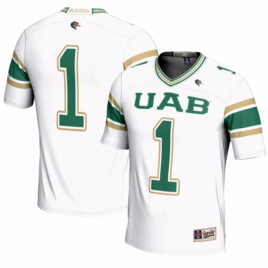 Youth GameDay Greats #1 White UAB Blazers Endzone Football Jersey - Jersey