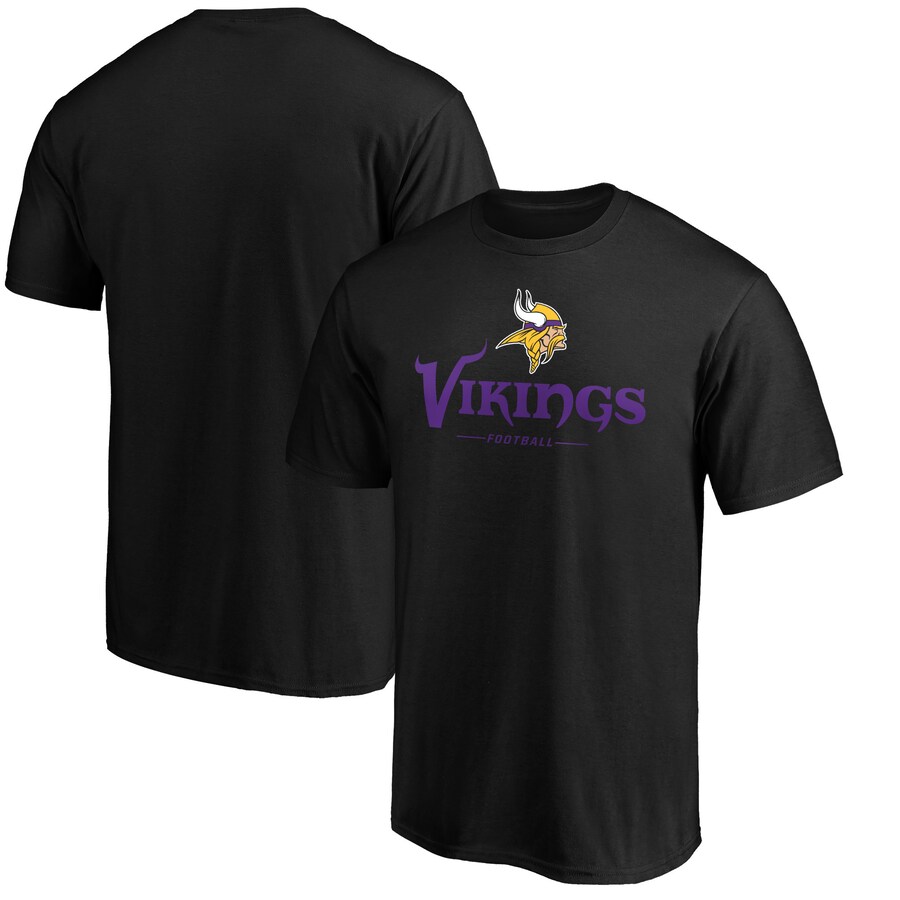Men's Minnesota Vikings Black Team Lockup T-Shirt - Jersey