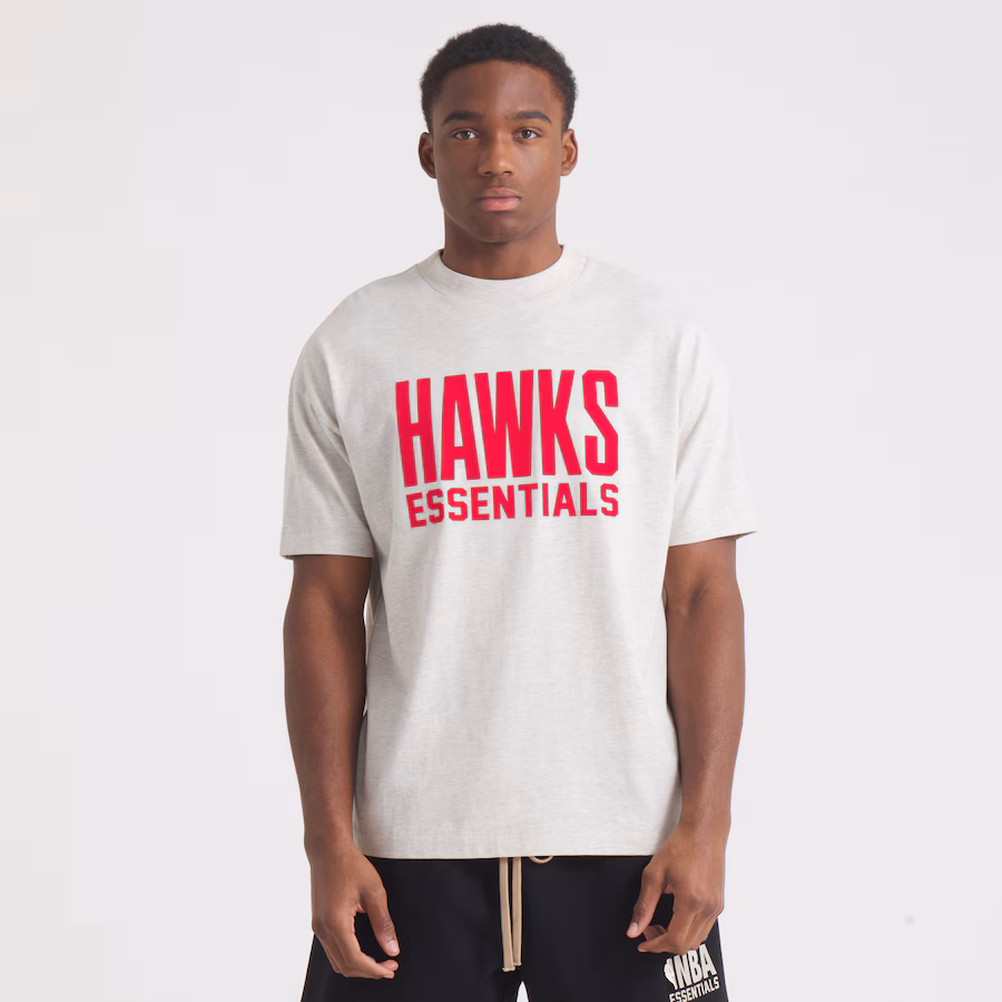 Unisex Atlanta Hawks Fear of God Heather Gray NBA x ESSENTIALS T-Shirt - Jersey