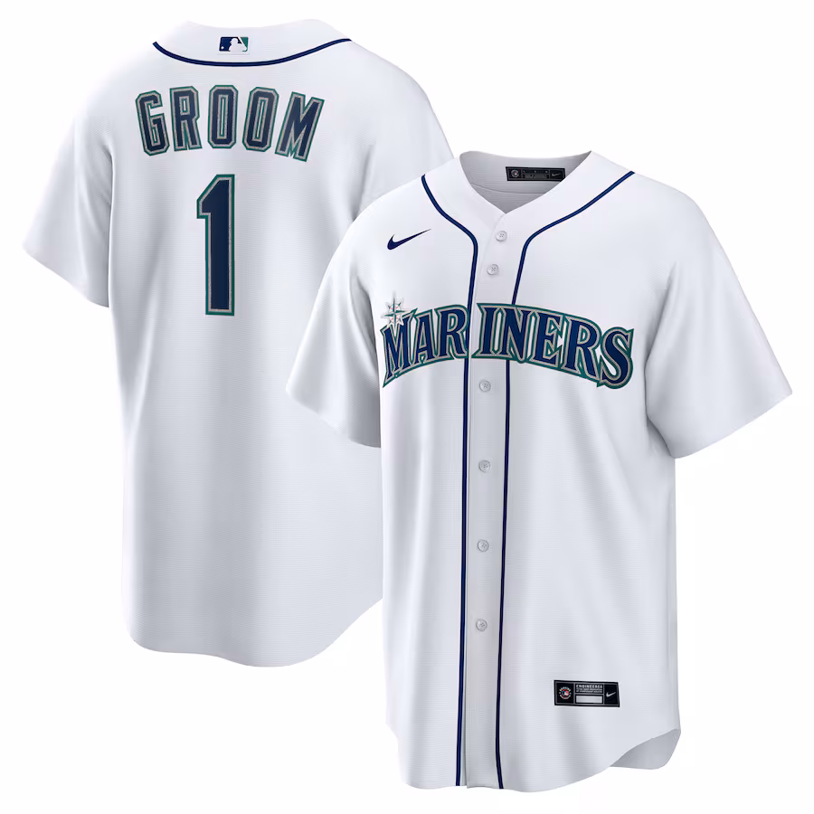 Men's Seattle Mariners Nike White #1 Groom Home Replica Jersey - Jersey