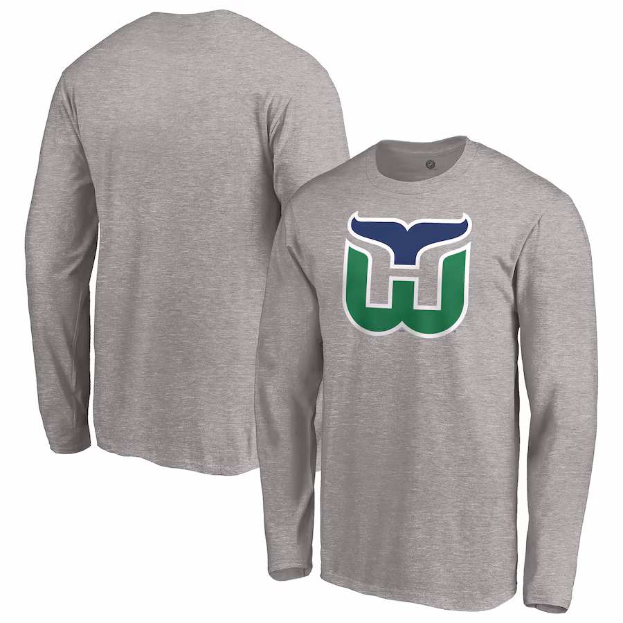 Men's Carolina Hurricanes Heather Gray Special Edition Primary Logo Long Sleeve T-Shirt - Jersey