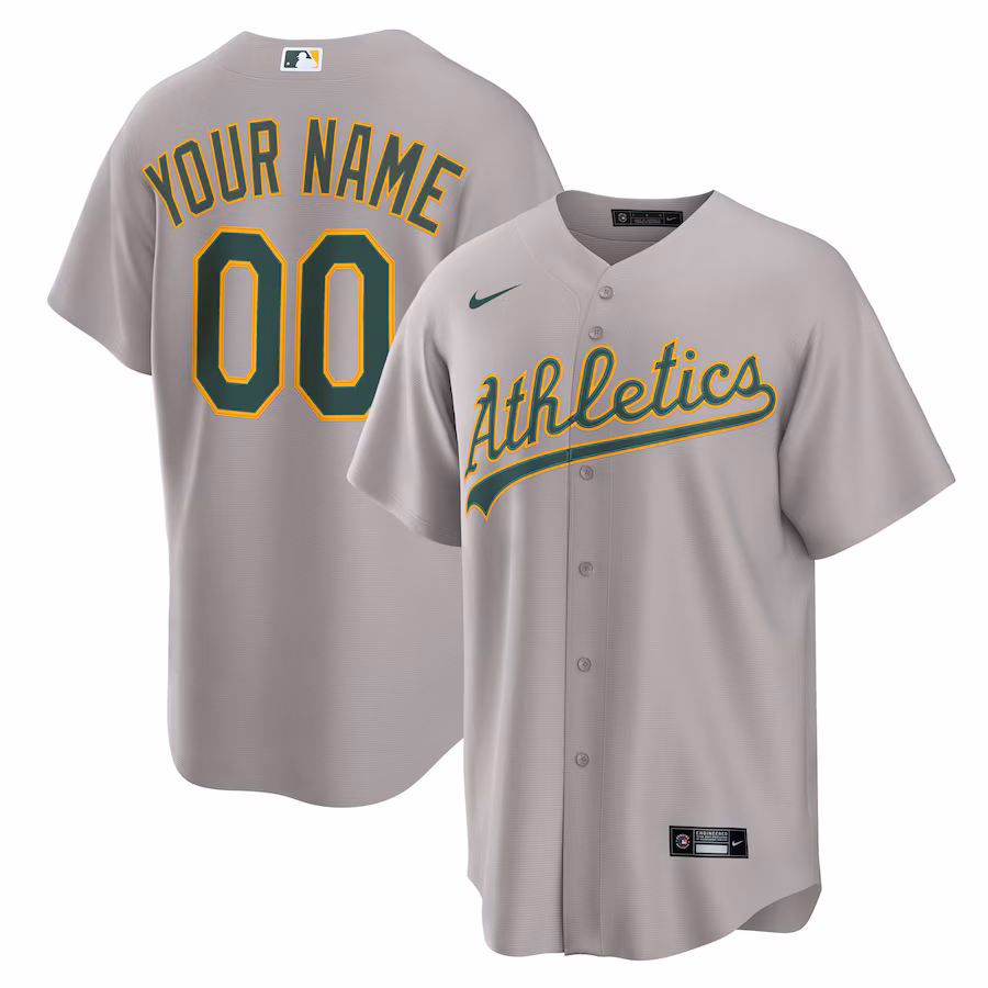 Men's Athletics Nike Gray Road Custom Replica Jersey - Jersey