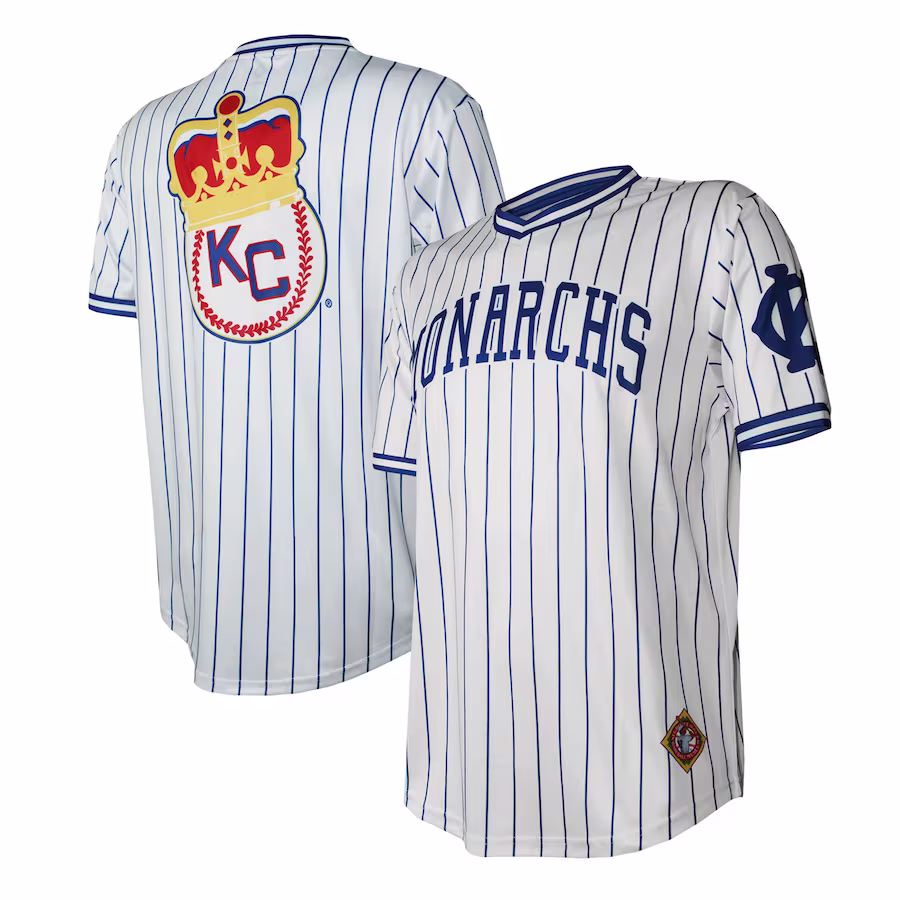 Men's Kansas City Monarchs Stitches White V-Neck Jersey - Jersey
