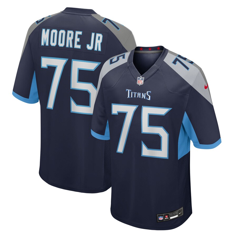 Men's Tennessee Titans Dan Moore Jr. Nike Navy Team Game Jersey - Jersey