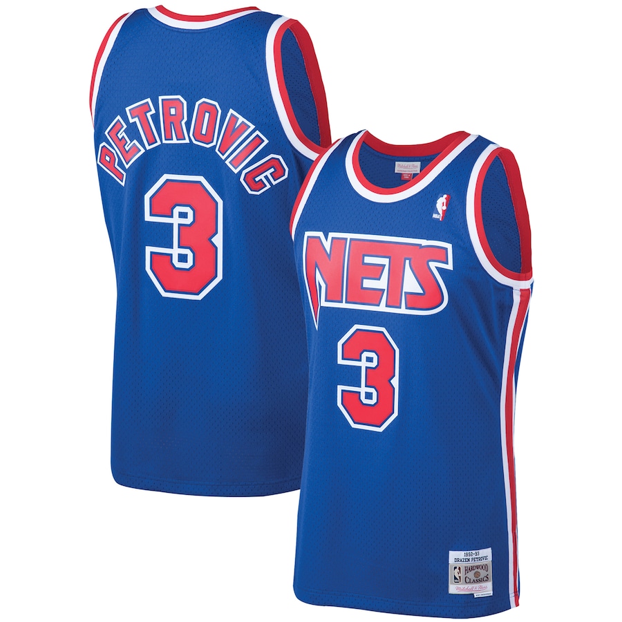 Men's New Jersey Nets Drazen Petrovic Mitchell & Ness Royal 1992/93 Hardwood Classics Swingman Jersey - Jersey