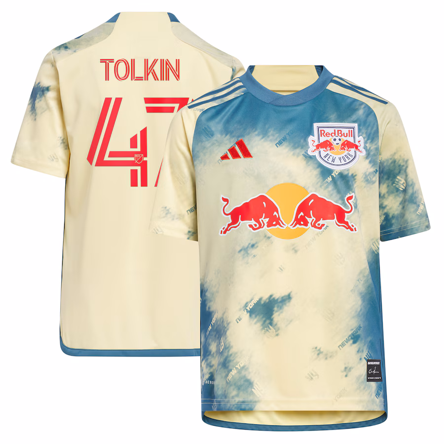 Youth New York Red Bulls John Tolkin adidas Yellow 2023 Daniel Patrick Kit Replica Jersey - Jersey