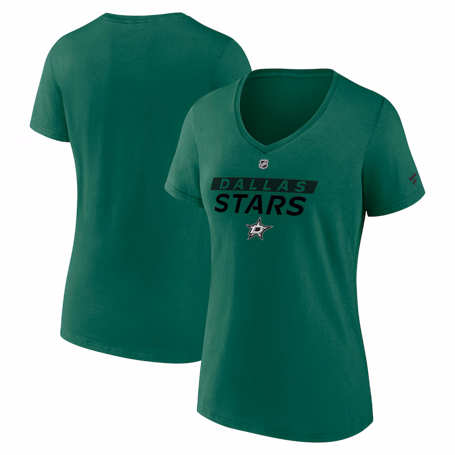 Women's Dallas Stars Fanatics Kelly Green Authentic Pro Core Primary V-Neck T-Shirt - Jersey