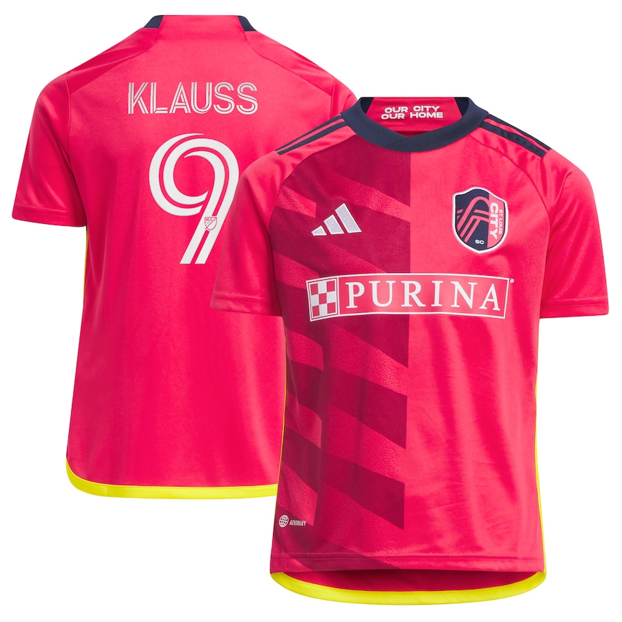 Youth St. Louis City SC João Klauss adidas Red 2023 CITY Kit Replica Jersey - Jersey