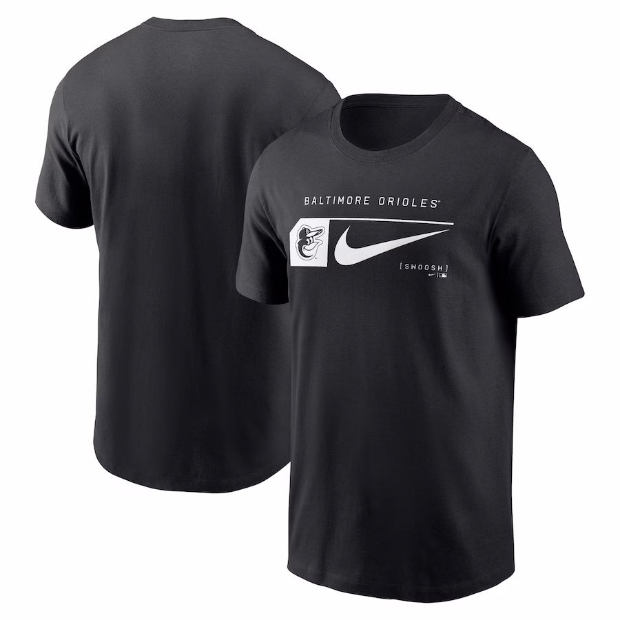 Men's Baltimore Orioles Nike Black Fashion Graphic Swoosh T-Shirt - Jersey